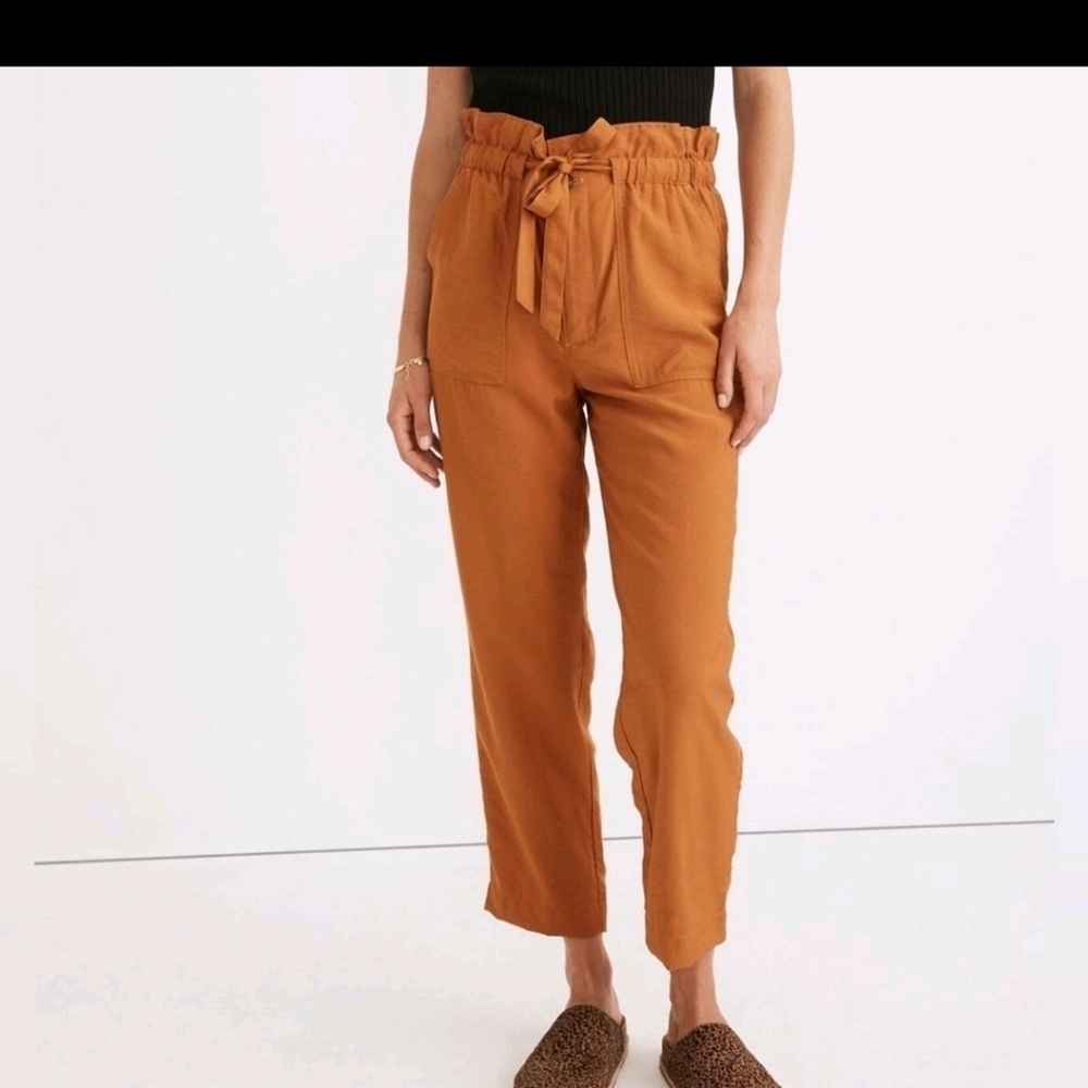Madewell Dunaway Paperbag Flowy Belted Pants in Copper Penny Size XS